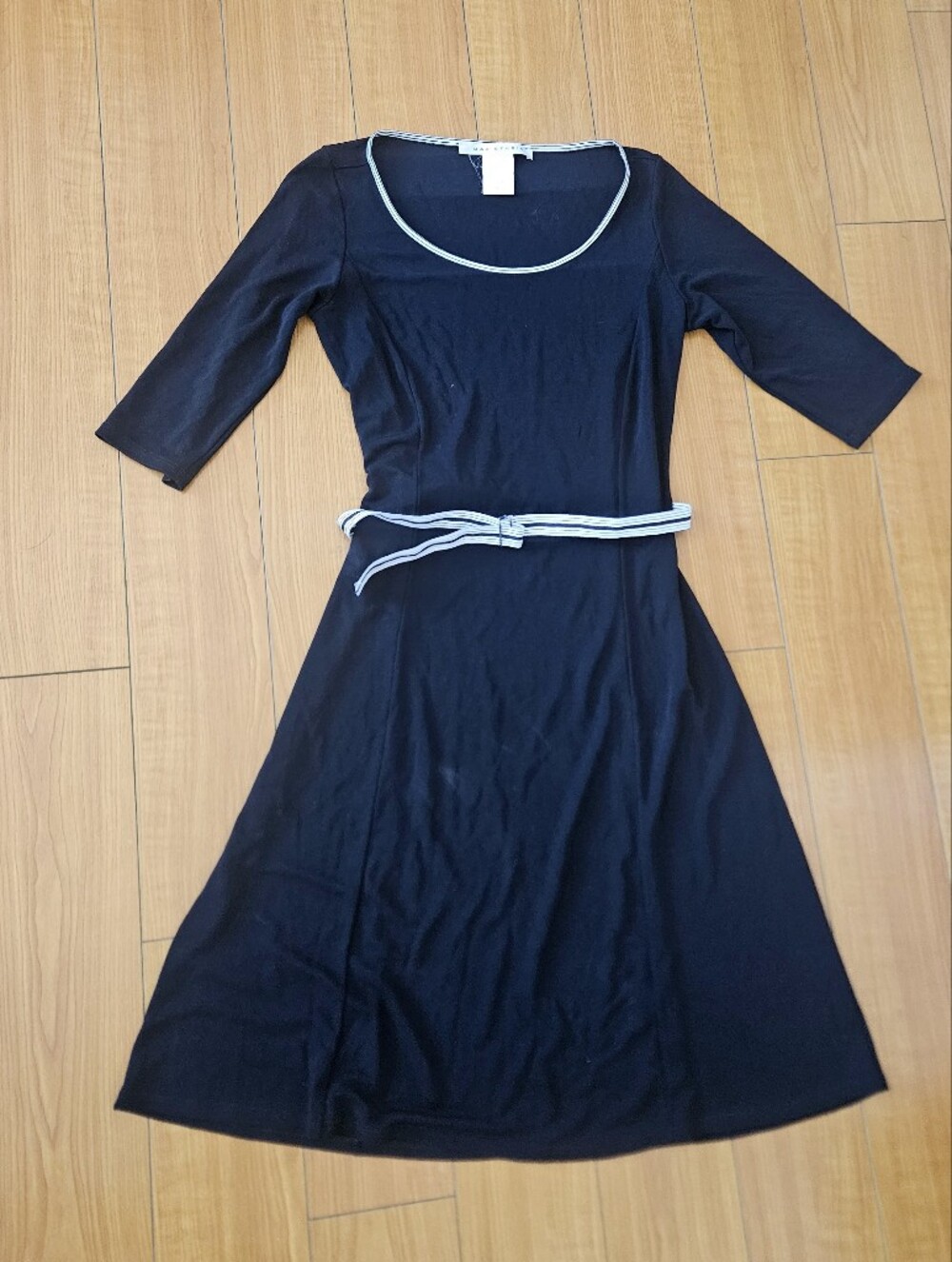 Beautiful Blck/Whte Max Studio Shirtdress +  Contrast Trim + Matching Belt Sz M